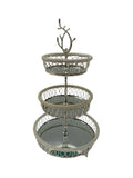 3 Tier Centre Post Ornate Mirrored Round Serving Tray -  Maher -  Armani Gallery