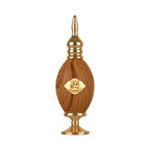 This is an image of a bottle of AFAQ Latifa perfume. The bottle is designed with an appearance resembling wood grain, featuring golden accents on the neck, base, and the label in the center. The label has the brand name "AFAQ" written in a stylized font a