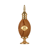 This is an image of a bottle of AFAQ Latifa perfume. The bottle is designed with an appearance resembling wood grain, featuring golden accents on the neck, base, and the label in the center. The label has the brand name "AFAQ" written in a stylized font a