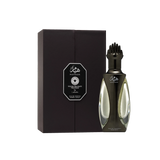 Hayaam Lattafa by Niche Emarati Perfumes, an elegant black gift box and a sleek perfume bottle featuring a sculpted cap.