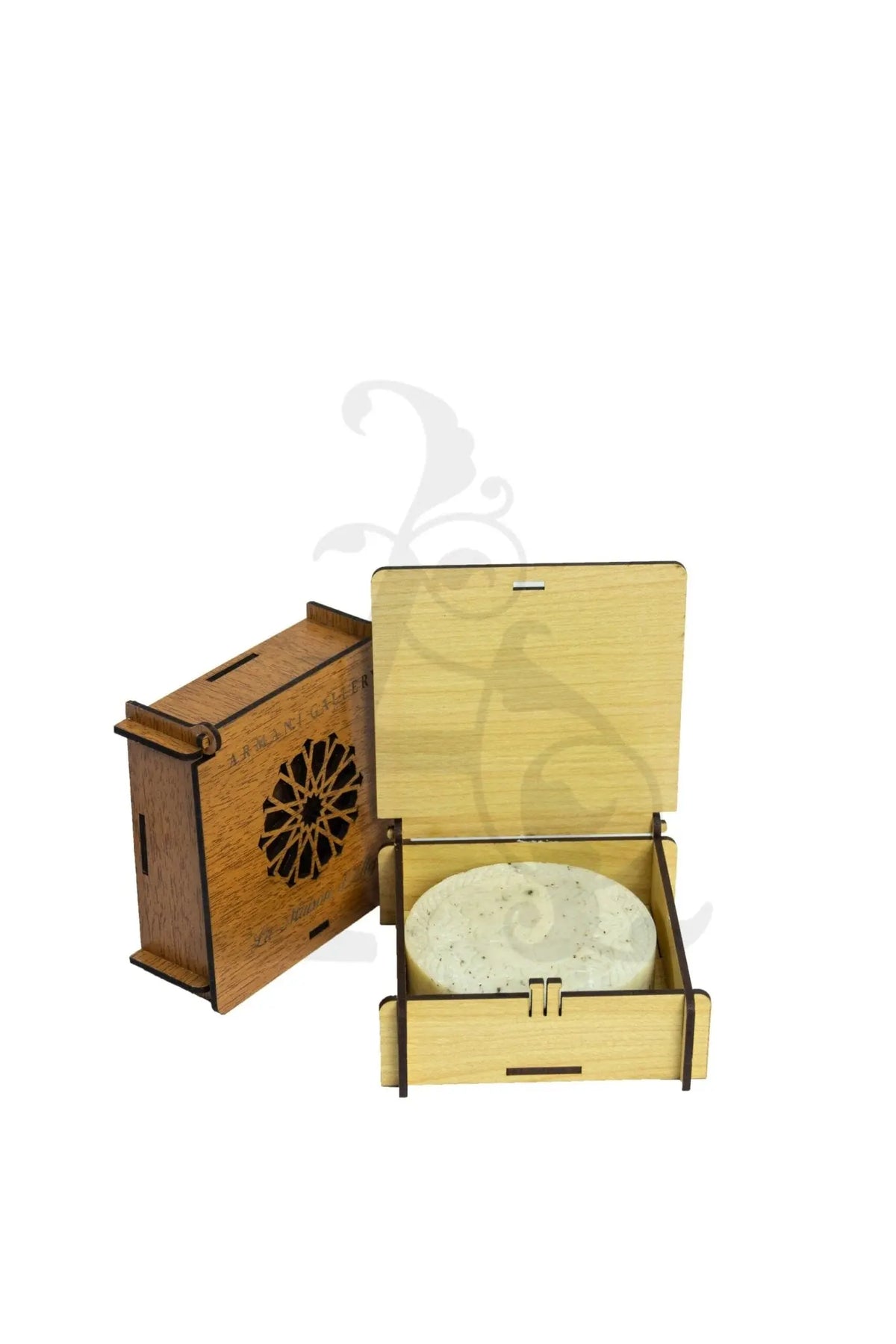 La Maison Natural Soap With Wooden Box - 1 Piece (White) - La Maison d'Alep
