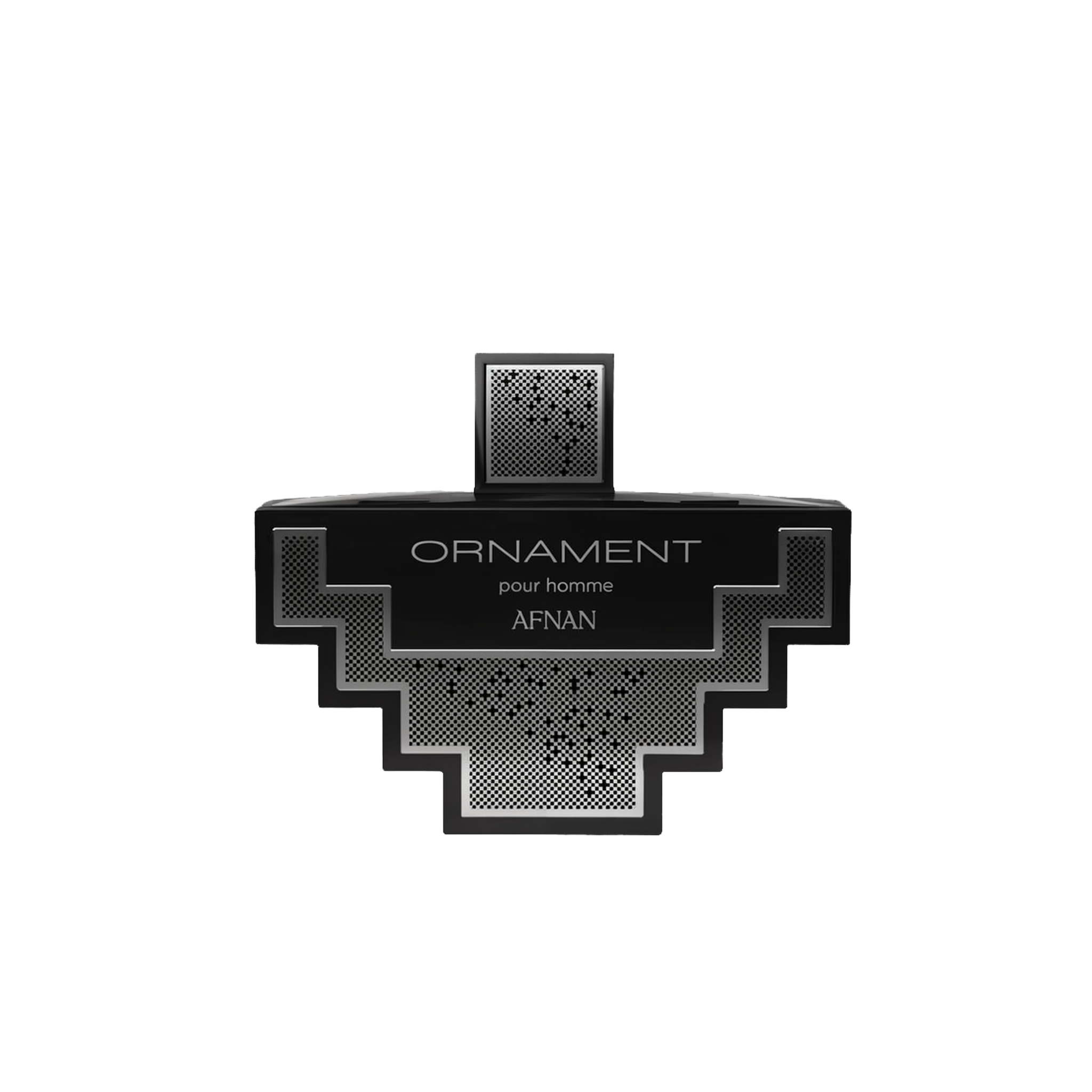 A bold and stylish perfume bottle of "Ornament Pour Homme" by Afnan.