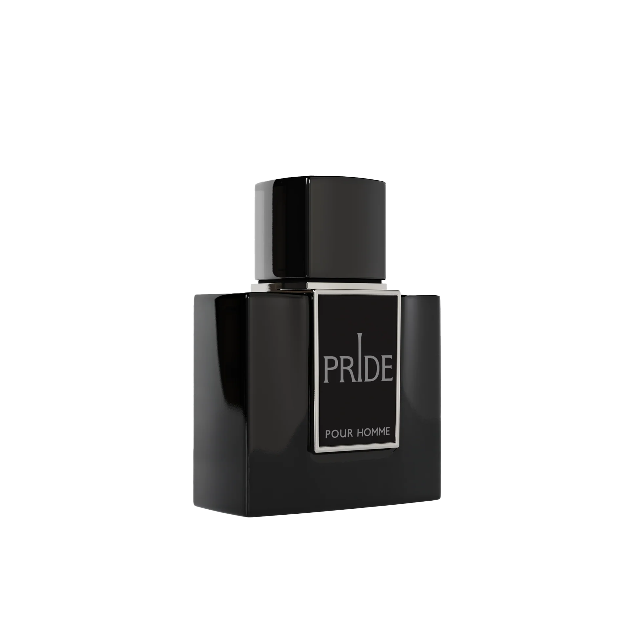 Pride Pour Homme perfume in sleek black rectangular bottle with matching cap.