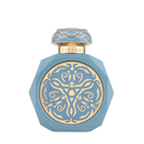 Gissah Vitus perfume in a blue and gold ornate octagonal bottle.