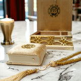 Cushioned Velvet Quran Box Set 9 x 12cm (Quran,Beads)