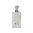 The image displays an elegant, matte-finished, frosted glass perfume bottle with a silver cap. On the front, the bottle is embossed with the number "1370" above the word "INTENSE", and below that is the emblem of "DKHAN FRAGRANCES". A leaf-like logo is printed above the number "1370". On the side of the bottle is a slender vertical label with additional branding details.