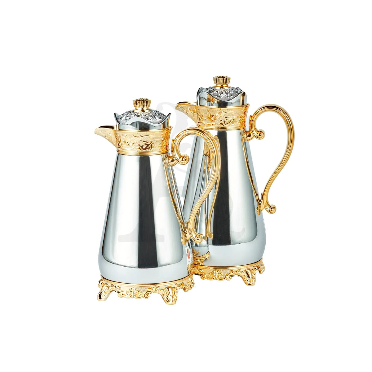 Thermos Set 2 Pieces 0.7/1l Crown Top Silver & Gold - Armani Gallery