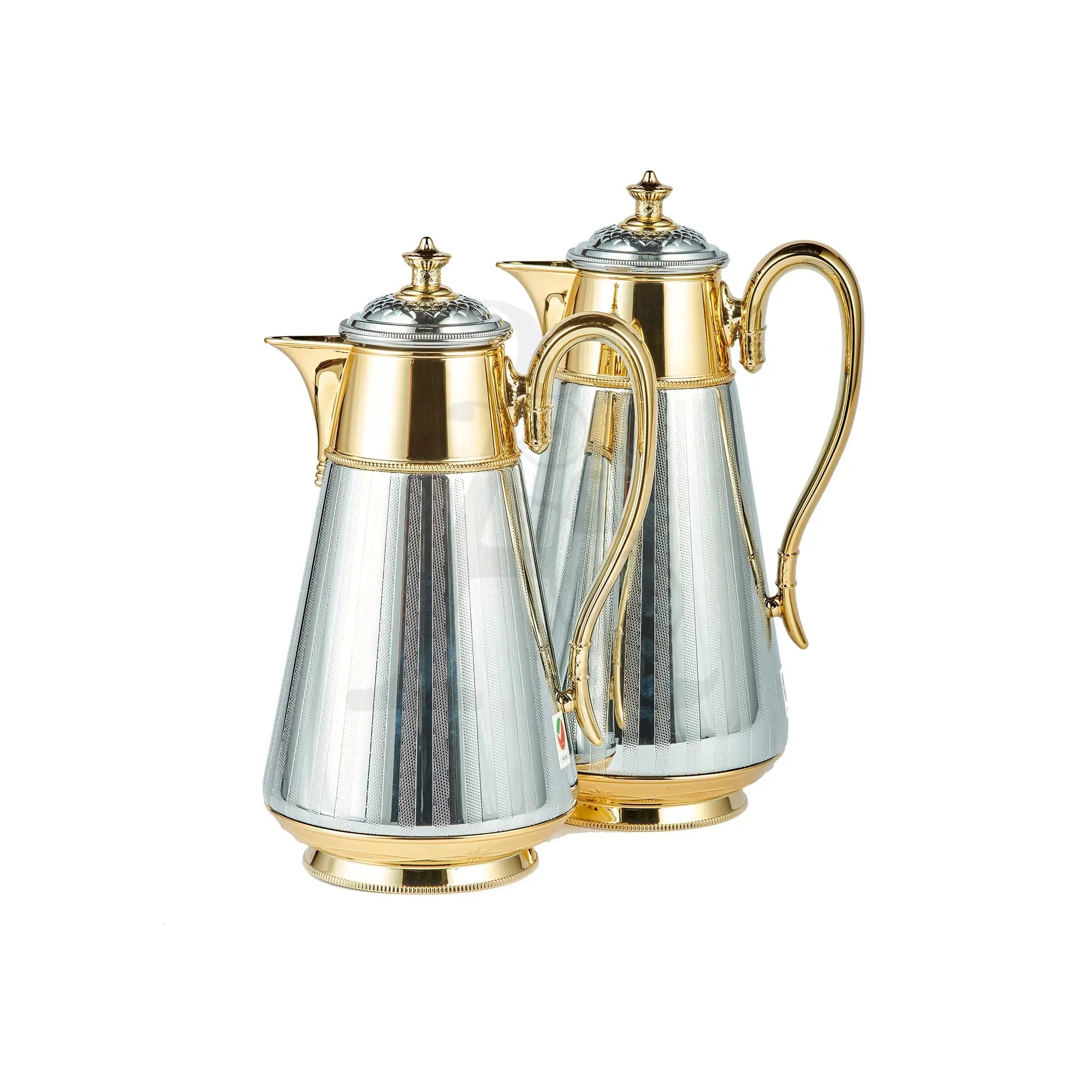 Thermos Set 2 Pieces 0.7/1l Stripe Silver & Gold - Armani Gallery