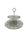 Deco 2 Tier Patterned Round Glass Serving Tray 33cm/21cm -  Glasscom -  Armani Gallery