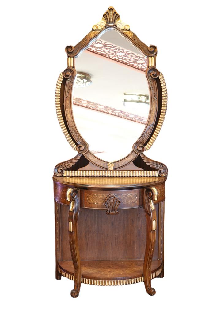 Traditional Wooden Mirror Stand With Draws
