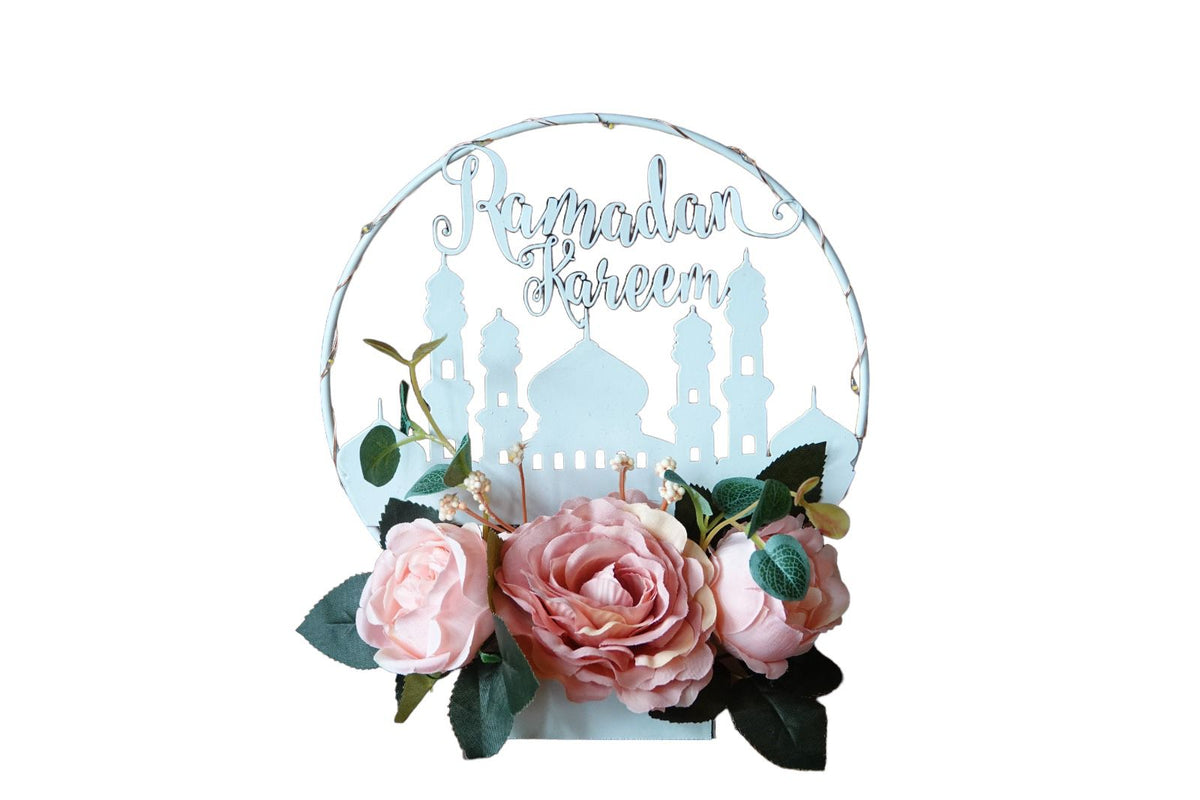 LED Ring With Pink Flowers - Ramadan Kareem