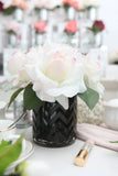 Black Herringbone Glass - Blush & White Rose - HCF01 - Cote Noire