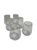 Clear Drinking Glass Set Round Base With Swirl Pattern and Thick Gold Band 6pcs 41536 -  Armani Gallery -  Armani Gallery