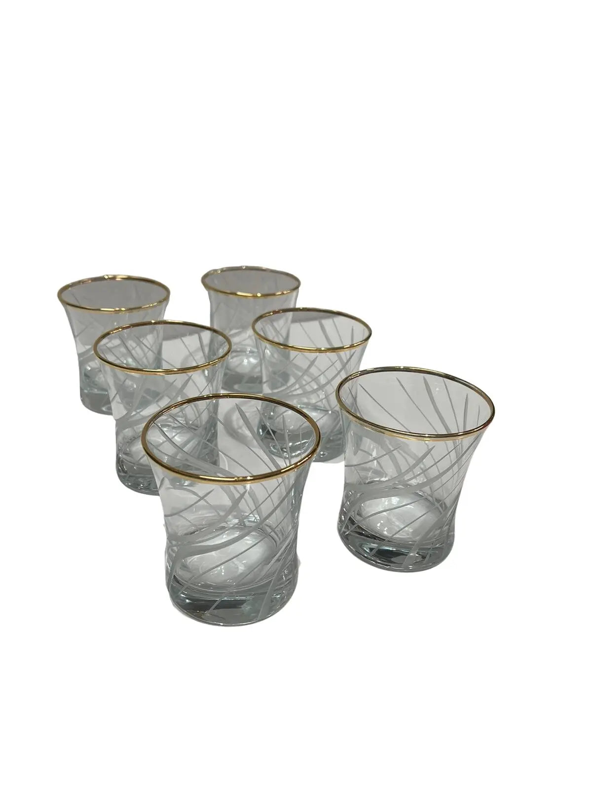 Clear Drinking Glass Set With Swirl Pattern and Thick Gold Band 6pcs 420014 -  Armani Gallery -  Armani Gallery