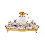 Coffee Set With Flask and Tray 15 Pcs - Purple and White - Armani Gallery