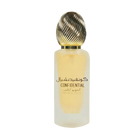 The image features a single bottle of perfume or hair mist with a design that gives a sense of luxury. The bottle has a gradient from yellow to white, suggesting a golden hue at the bottom that fades to a clearer top. It has a metallic, ribbed cap that appears gold in color. The bottle is labeled with the word "CONFIDENTIAL" in uppercase letters, along with Arabic script above it. 