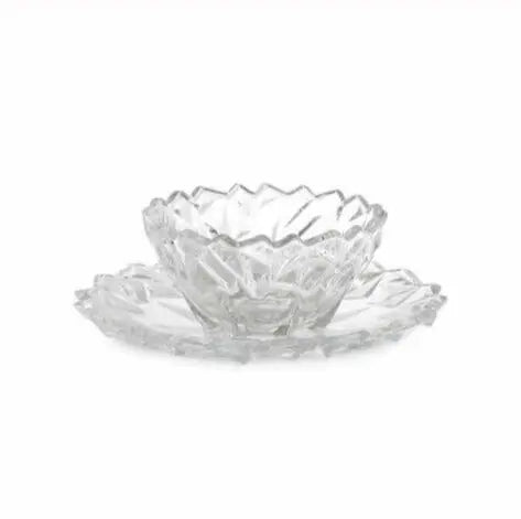 Crystal Glass Snacks Bowl With Plate - Set of 6 -  Ipek -  Armani Gallery