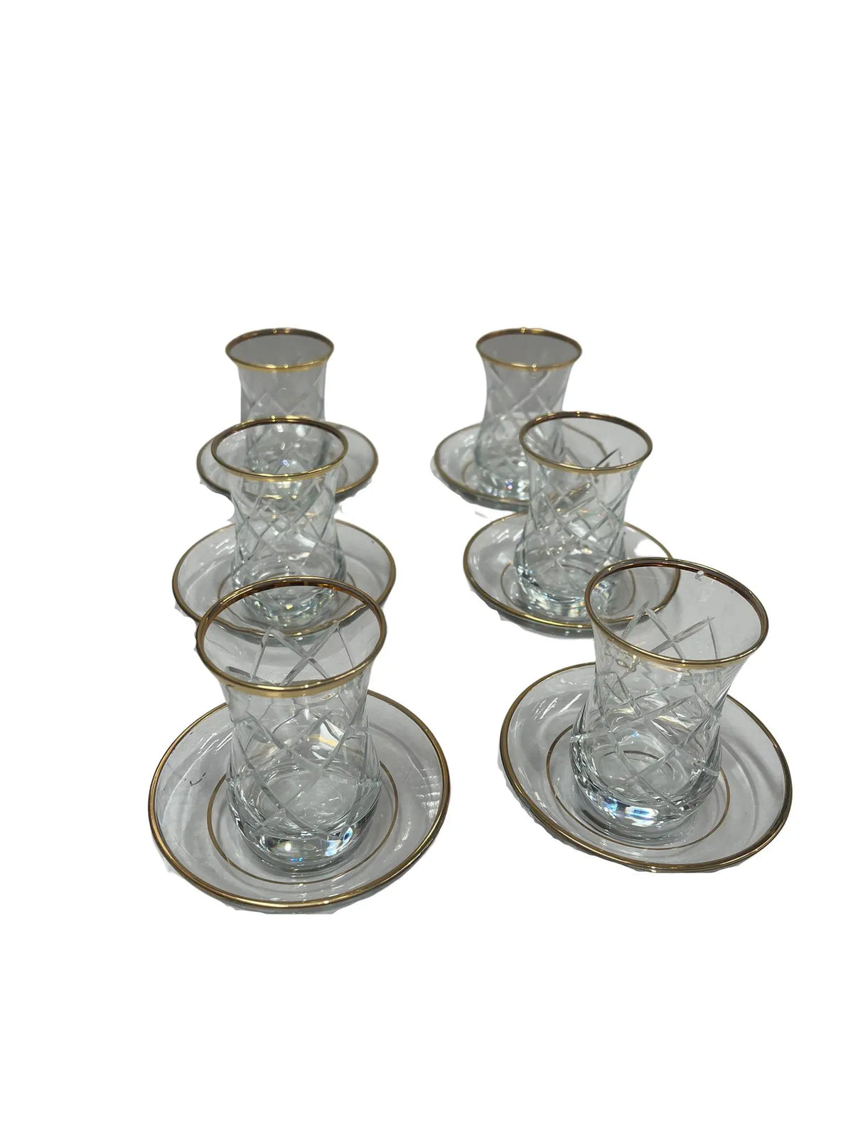 Crystal Tea Cup - Set of 6 with Saucer -  Lemons -  Armani Gallery