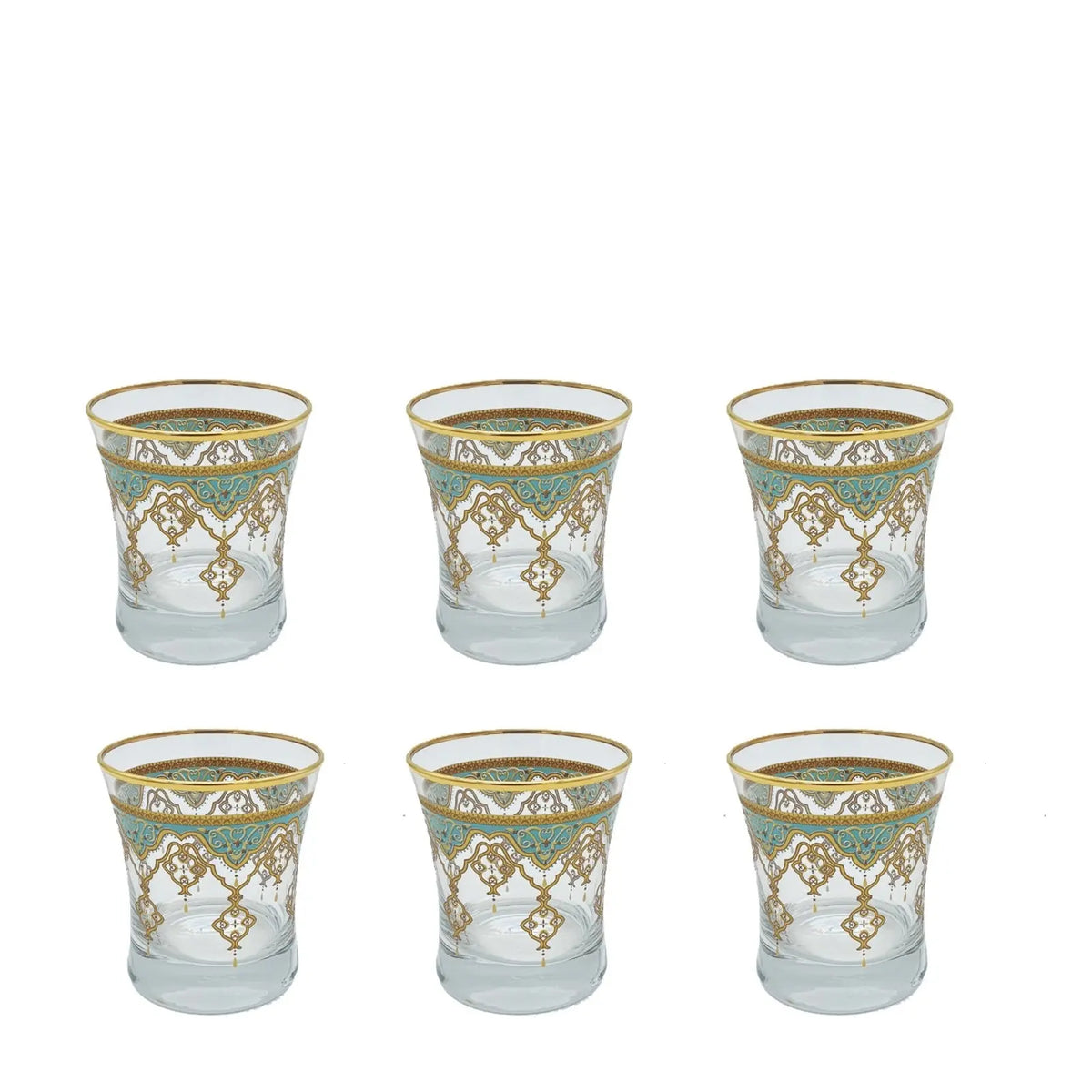 Drinking Glass Set With Green Border 6pcs 420014 - Armani Gallery