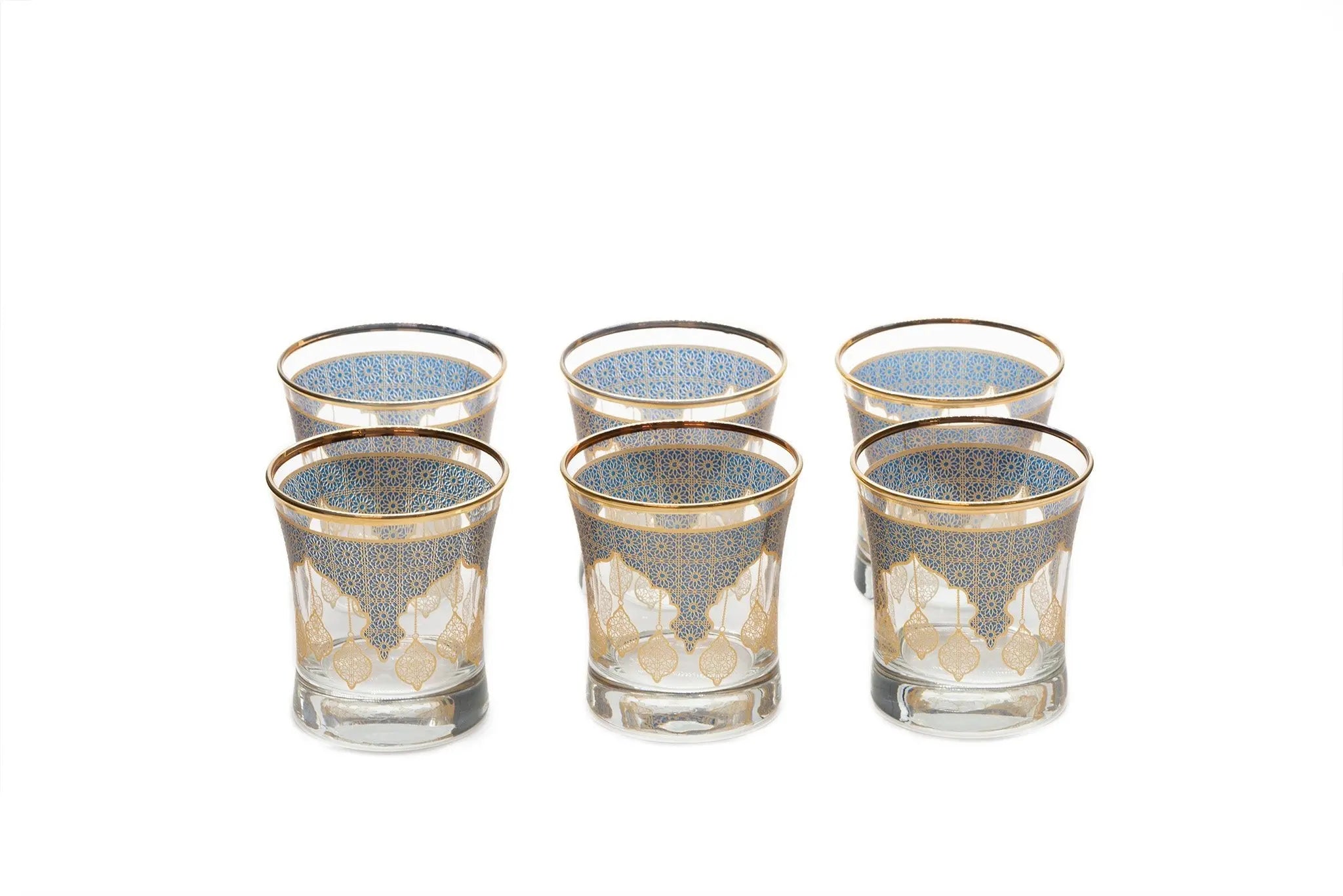 Drinking Glass Set With Navy Border 6pcs 420014 - Lemons