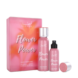Pink Gissah Flower Power Hair Perfume set with two bottles and matching box featuring floral gradient design.