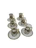 Glass Tea Cup and Saucer Set With Gold Handle and Black Border 12pcs -  Lemons -  Armani Gallery