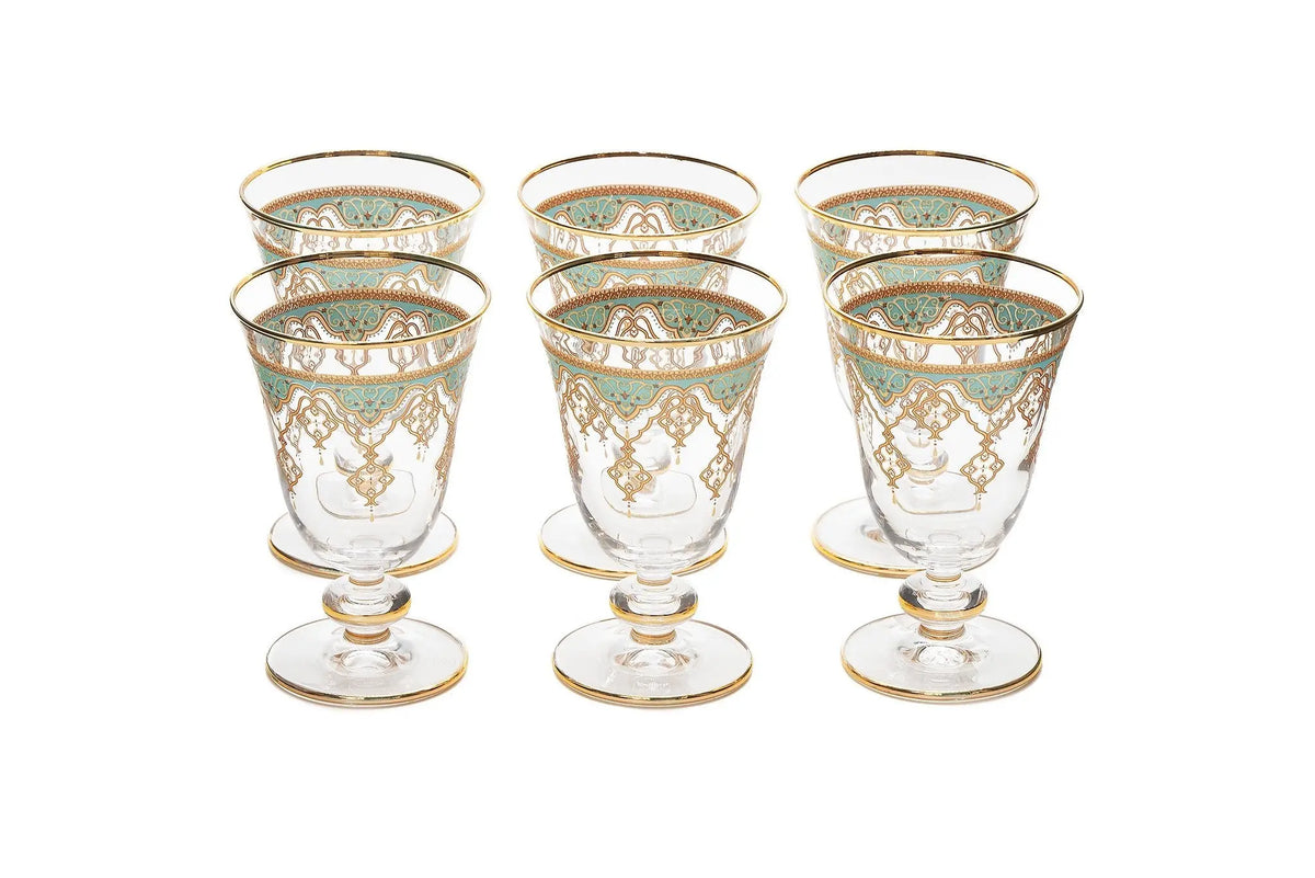 Green Morroccan Ice Cream Glass - 6 Cups - Lemons