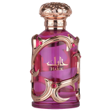 Habik perfume by Lattafa in luxurious purple bottle with ornate gold detailing and jewel accents.