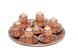 Hand Made Copper Coffee Set With Lid and Tray - 14pcs - Armani Gallery