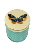 Herringbone Candle With Scarf - Jade - Butterfly Lid -  Cote Noire -  Armani Gallery