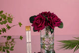 Herringbone Clear Glass - 5 Carmine Red French Roses Arrangement -  Cote Noire -  Armani Gallery