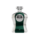 The image shows an elegant perfume bottle from Afnan Perfumes, part of the "Highness" series, featuring a deep green central panel surrounded by a metallic silver body with a textured finish. The front panel has the word "HIGHNESS" framed within a silver ornate border, under a crown symbol, indicating the regal nature of the scent. A polished silver cap sits on top of the bottle, and the number "III" is marked at the bottom of the green panel.