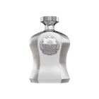 An image of "Highness White" perfume by Afnan Perfumes, featuring a silver bottle with a reflective and textured finish. The bottle has a curvaceous shape and is adorned with an ornate silver label that includes a crown emblem and the inscription "His Highness". The design conveys a sleek, modern take on luxury and exclusivity, suggesting the perfume within is of a refined and noble character.