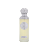 he image features a perfume bottle named "Hudson II" from the Gissah collection. The bottle is a light, almost translucent yellow with a tall cylindrical shape. It has a detailed silver cap and a silver medallion on the body, both featuring intricate embossed designs. The name "Gissah" is inscribed on the neck of the bottle, and "HUDSON II" is displayed on a plaque at the bottom.