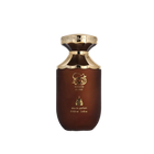  The image displays a perfume bottle labeled "Khashab Al Oud" by Bait Al Bakhoor. The bottle has a distinctive, rounded shape with a broad base that tapers slightly towards the top. It has a dark brown to black gradient color, symbolizing a woody essence, and is adorned with gold accents and Arabic calligraphy that accentuates its luxurious appeal. The perfume is noted to be an eau de parfum, with a volume of 100 ml or 3.4 fl. oz.