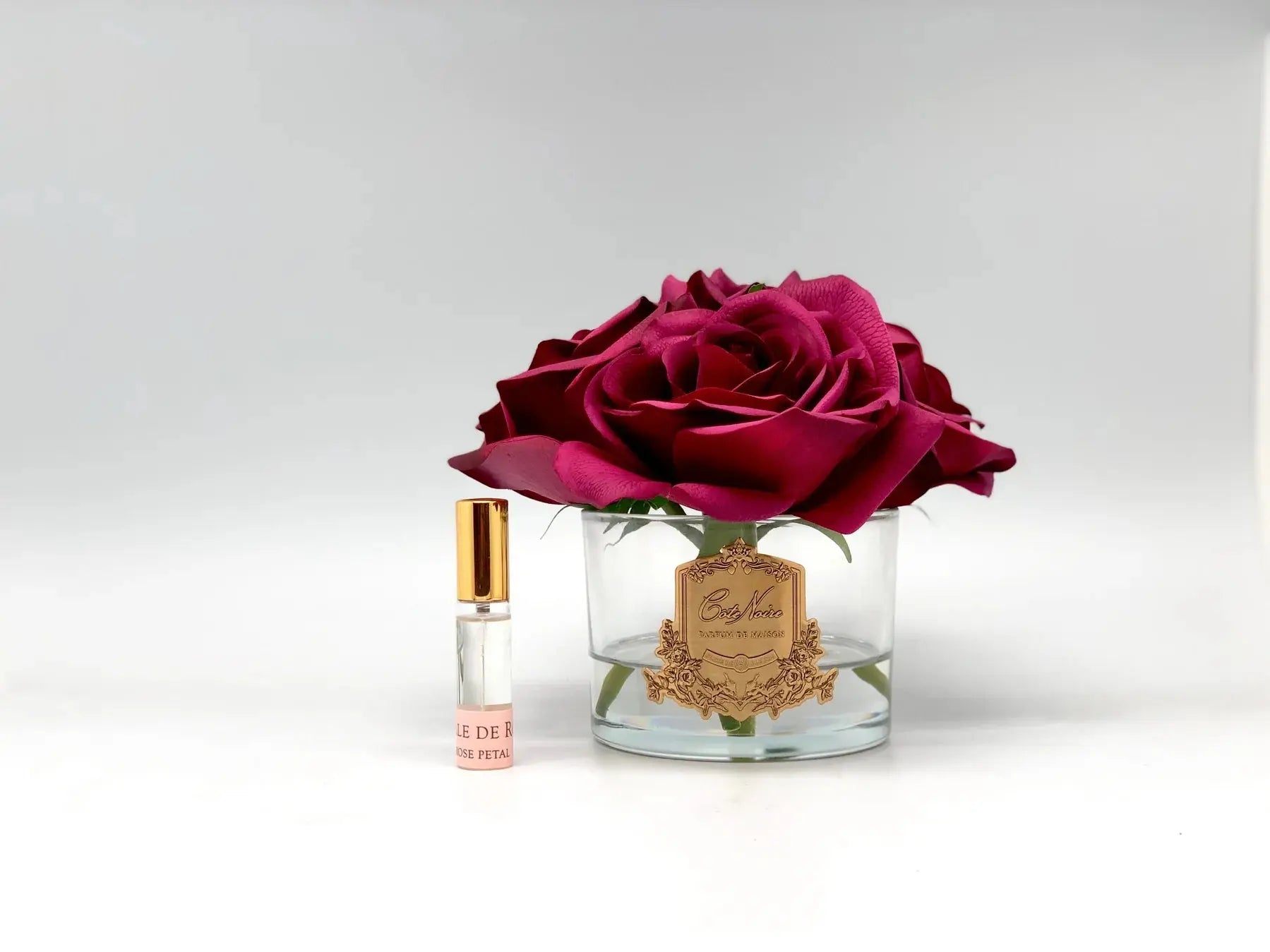 Limited Edition Perfumed Natural Touch Five Roses - Clear - Carmine Red - Burgundy Box -  Cote Noire -  Armani Gallery