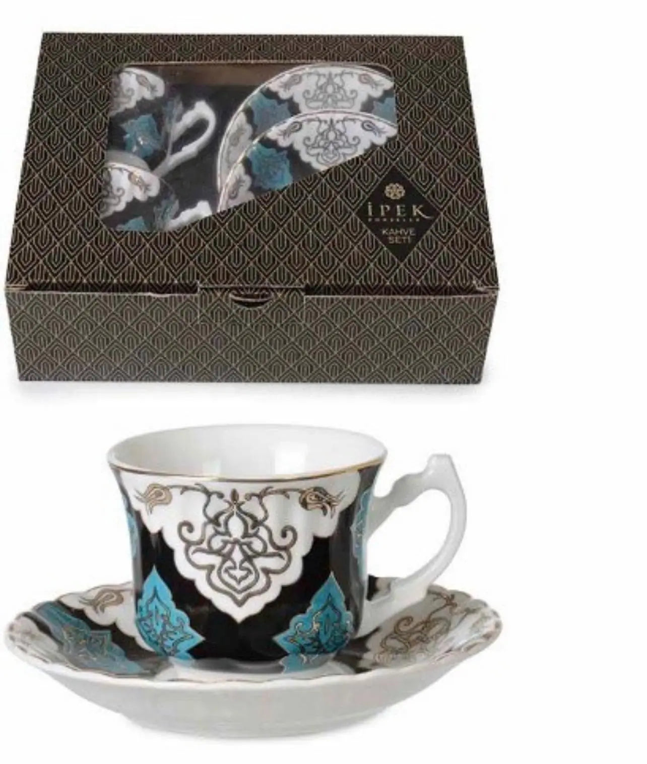 Luxury Set of Coffee Cup - Blue, Black & Gold -  Ipek -  Armani Gallery