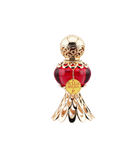 An exquisite red perfume bottle with a gold ornate cap and base, featuring a tag that reads 'Malika' in gold and Arabic script, displayed next to a luxurious red box with gold floral patterns and the text 'Malika' in Arabic and English.