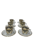 Mini Glass Coffee Cup and Saucer Set With Handle and Navy Border 12pcs 97301 -  Lemons -  Armani Gallery