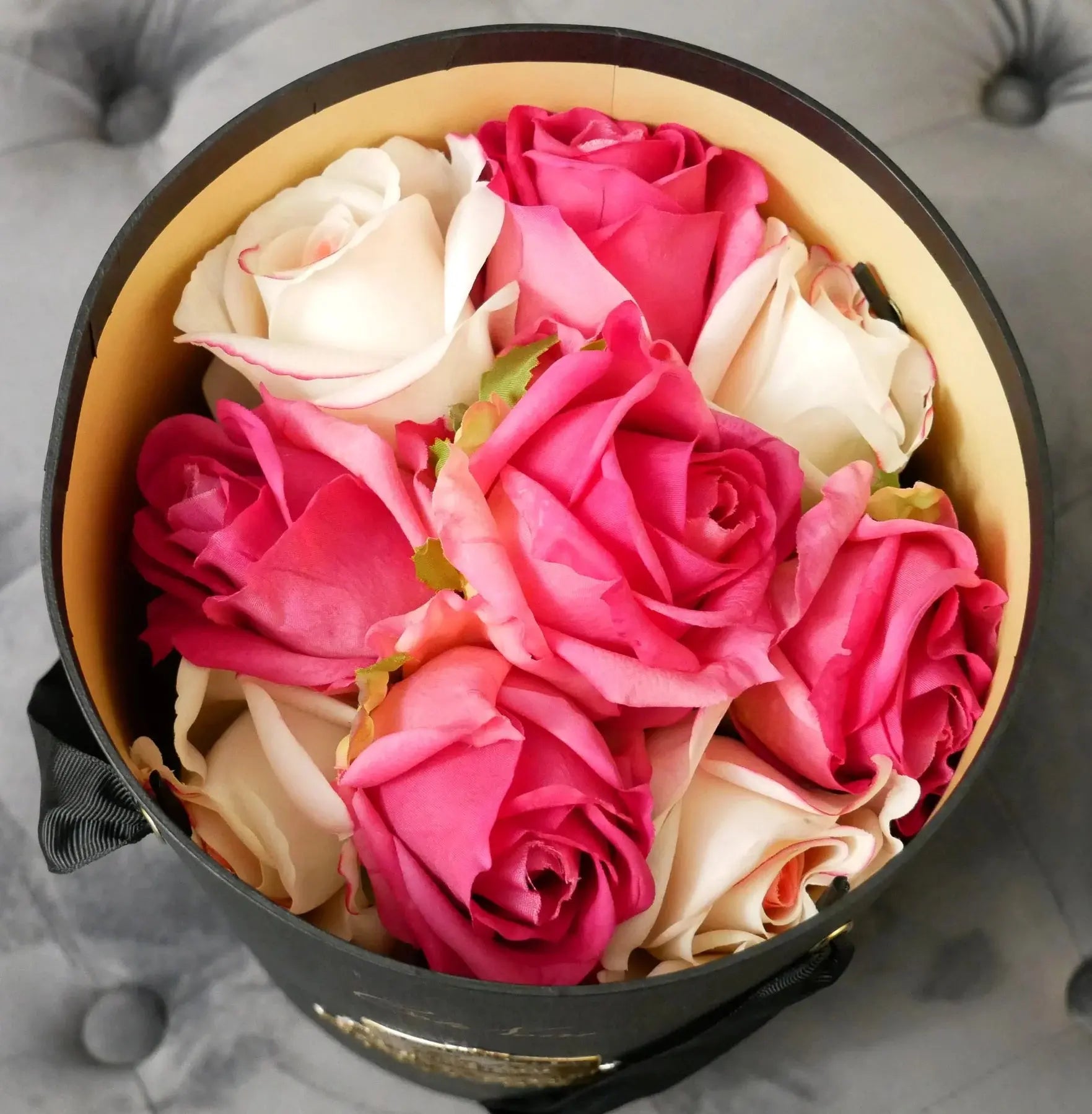 Mixed Magenta & Blush Rose Buds Bouquet - Dark Glass -  Cote Noire -  Armani Gallery