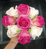 Mixed Magenta & Blush Rose Buds Bouquet - Dark Glass -  Cote Noire -  Armani Gallery
