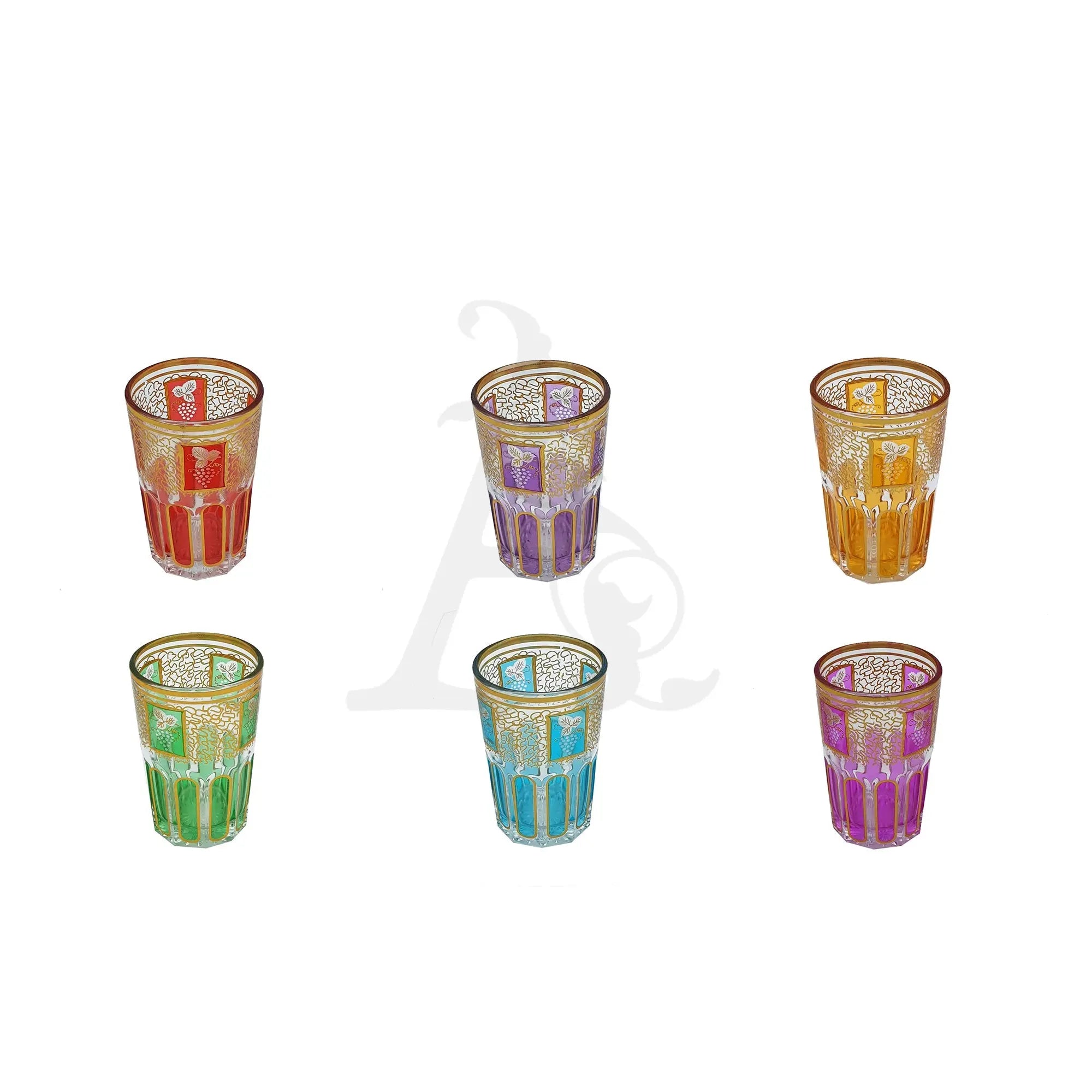 Moroccan Multi Color Glass Cup Set - Armani Gallery