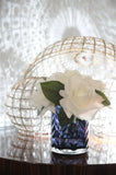 Navy Herringbone Glass - White Roses - HCF04 -  Cote Noire -  Armani Gallery