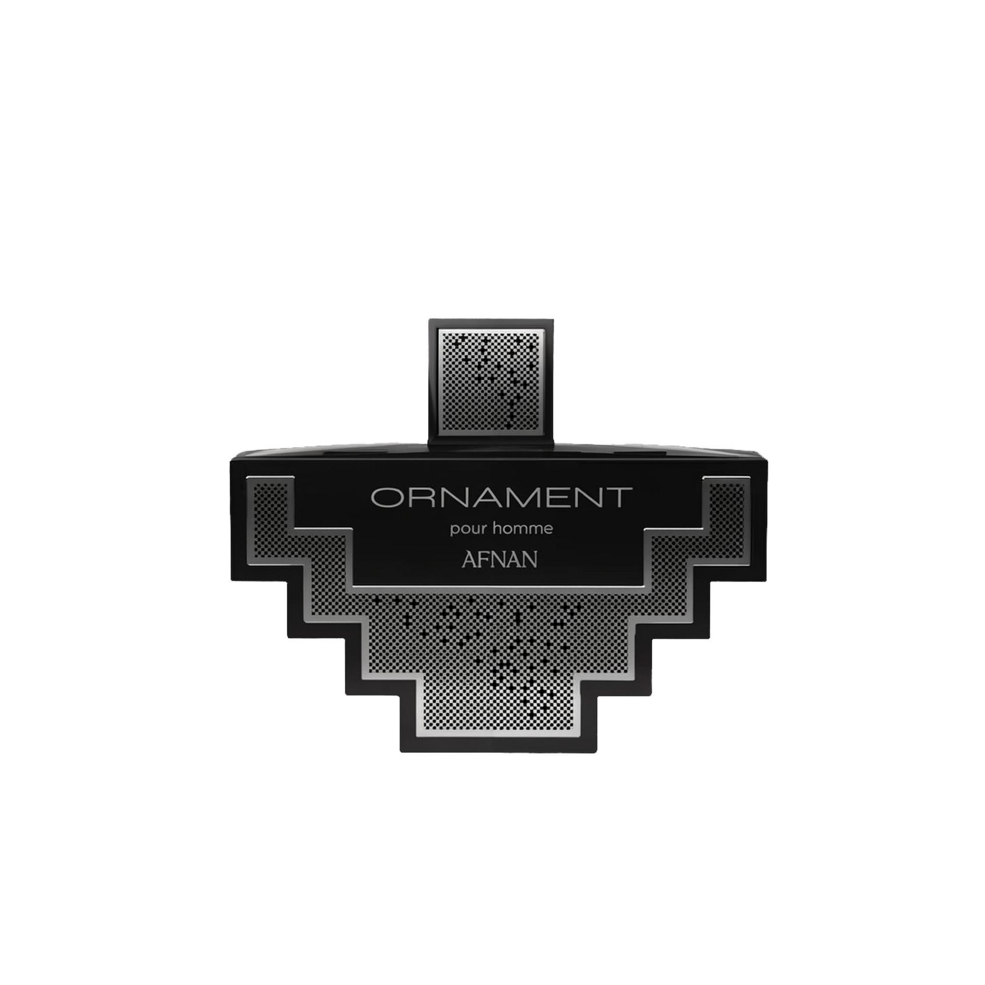 A bold and stylish perfume bottle of "Ornament Pour Homme" by Afnan.