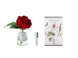 Perfumed Natural Touch Rose Bud - Carmine Red - Clear Glass With Silver Crest -  Cote Noire -  Armani Gallery
