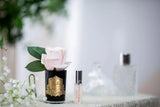Perfumed Natural Touch Rose Bud - French Pink - Black Glass With Gold Crest -  Cote Noire -  Armani Gallery