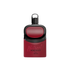 The image depicts a perfume bottle with a modern, minimalist design. The bottle is primarily deep red with a black cap and accent. The label on the front reads "Abstract Portrait" by Afnan. The bottle has a smooth, rounded shape with a matte finish, while the cap is glossy, creating a striking contrast. The overall look is sleek and contemporary, exuding a sense of elegance and sophistication.