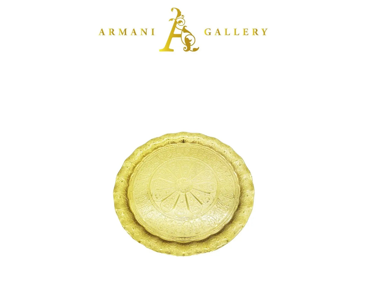 Round Gold Morrocan Tray - Armani Gallery