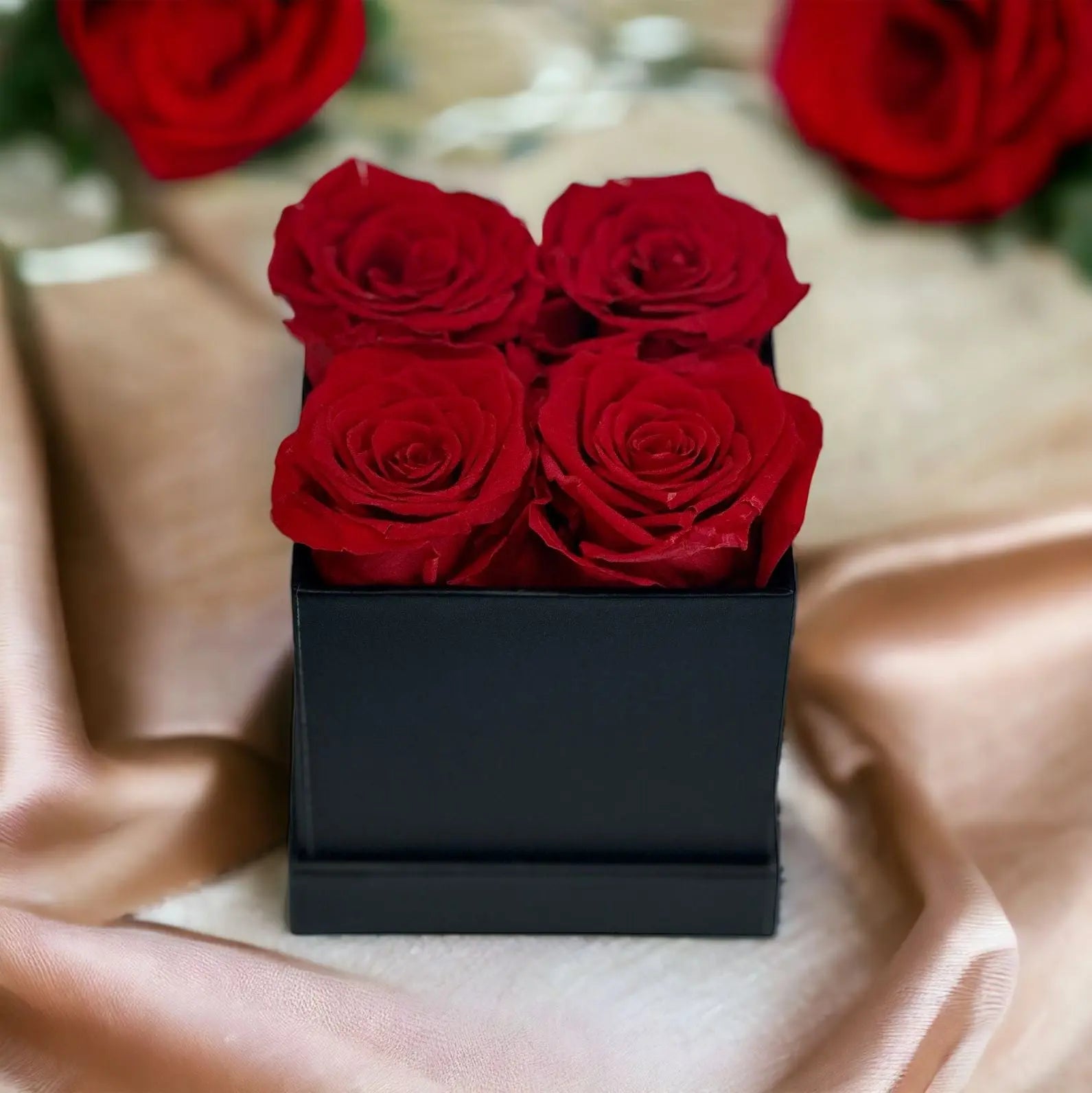Sherry Basic Black Square Box | Red Roses  (Everlasting Roses) -  Armani Gallery -  Armani Gallery
