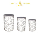 Silver Mirrored Nest of Tables - Style 3 - Armani Gallery